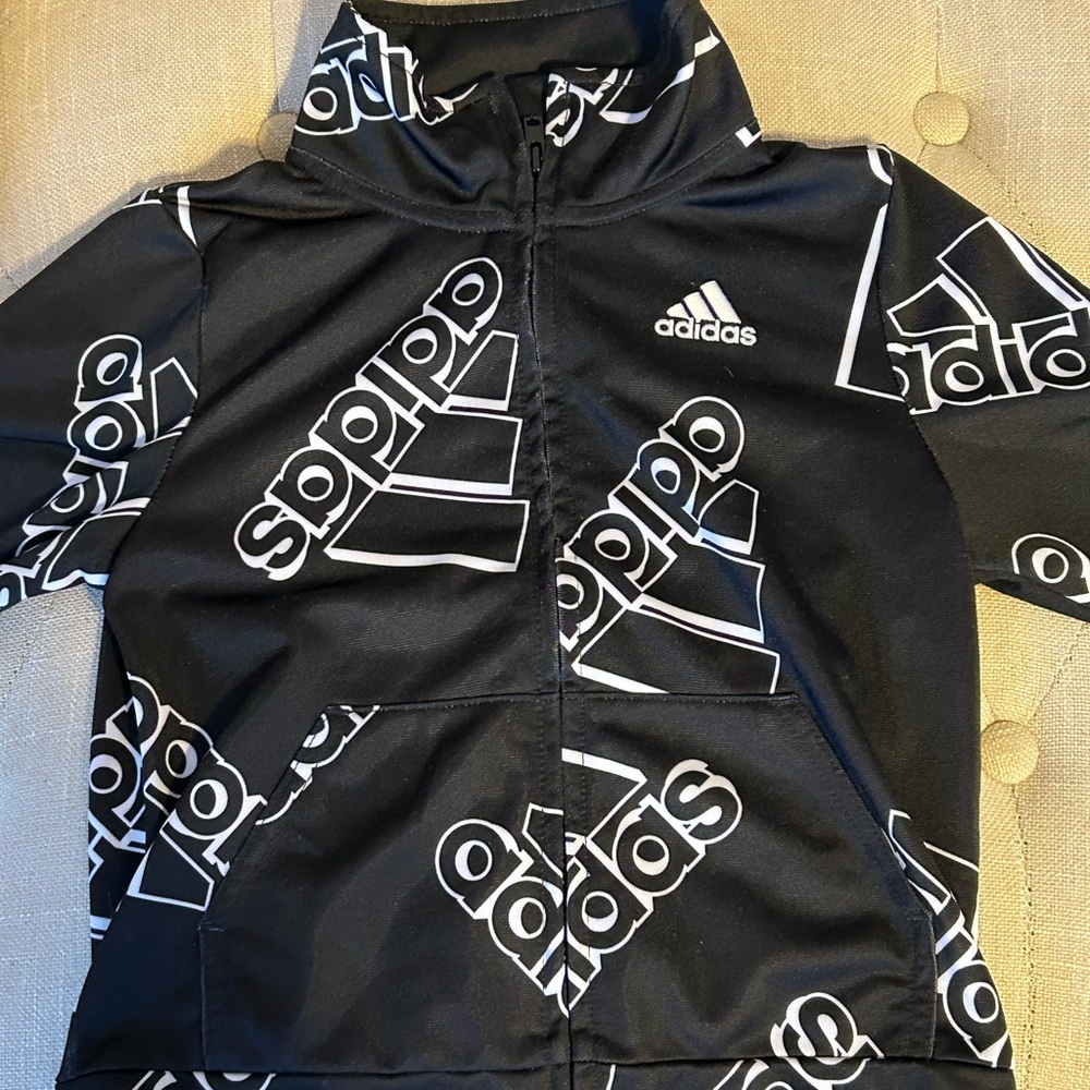 adidas Black & White Logo Zip Jacket for Kids